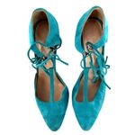 Sergio Rossi Teal Blue Suede Ankle Tie T Photo 6
