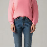 Vintage Pink Sweater Out The Window Made in USA • speckled knit crew neck 80s Size M Photo 0