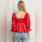 Entro Red Iridescent Babydoll 3/4 Sleeves Top Size Medium Photo 1