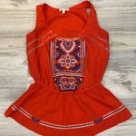 Gianni Bini GB Orange Sleeveless Elastic Waist Embroidered Detail Tank Top Small Photo 5