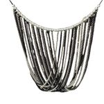 Black and Silver Beaded Multistrand Fringe Necklace for Special Occasions Photo 8