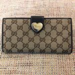 Gucci Authentic GG Monogram Canvas Leather Heart Continental Full Length Wallet Photo 0