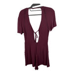 Kendall + Kylie Burgundy Tie Front Open Back Romper Jumpsuit Shorts Size Small Photo 2