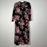 Angie Floral Kimono Duster Women's Small Black Floral Lace Trim Long Open Boho Photo 7