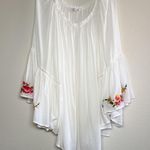 Johnny Was Casey bell sleeve tunic coverup White Floral Embroidery XL Photo 4