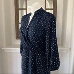 Laundry by Shelli Segal Laundry Faux Wrap Hi-Low Hem Maxi Dress in Navy/Gold Stars, NWT Photo 3