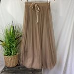 Elan  Tan Tulle Tiana Netted A Line Maxi Skirt S Photo 1