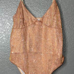 SheIn Golden Copper Ribbed Knit Sleeveless Bodysuit - Size Large Photo 0