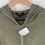 Forever 21  Olive Green Ribbed Women's Zip Front Cropped Hoodie‎ Jacket Size M Photo 6