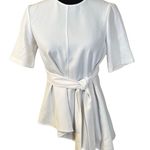 ZARA Woman White Tie Waist Asymmetrical Lagenlook Blouse Women's Size XS Photo 0