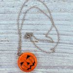 Hand made pumpkin pendent on a chain Jewlery necklace accessory Jack o lantern Silver Photo 3