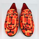 Gucci  Jordaan Horsebit Logo Print Orange Fabric Flat Barbie Loafers Size EU 38 Photo 3