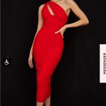 House Of CB  Valentina Scarlet Asymmetrical Cutout Mini Dress Photo 1