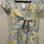 American Eagle Yellow Blue Floral Tie Front Short Sleeve Romper Photo 2