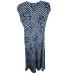 Lands' End Floral Blue White Faux Wrap Cap Sleeve Stretchy Maxi Dress Size S Photo 1