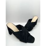 Adrienne Vittadini  Sandals Womens 9.5 Crossover Black Faux Suede Chunky Heels Photo 4