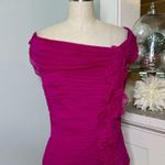 Tadashi Shoji Tadashi Collection Pink Silk Ruched & Ruffled Blouse Size 6 Photo 3