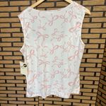 Free People Free Kisses White And Pink Bow Print Tank Top Size 1X Photo 1