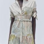 ZARA NWT  Watercolor Button Down Mini Shirt Dress Sz L Photo 3