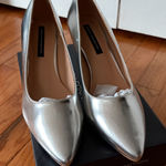 French Connection  Metallic Silver Heels Size 10 New In Box Photo 0