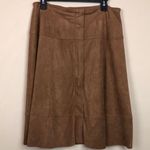 Soft Surroundings  Women’s Faux Suede Snap Button Front Brown A-Line Skirt Photo 0