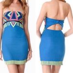 Mara Hoffman  2013 Embroidered Twill Cobalt Blue Strapless Mini Dress size 4 $297 Photo 1