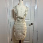 Pretty Little Thing women Dress Sand Velvet Ring Detail Ruched Size 10 Photo 3