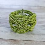 Vintage Bracelet Beaded Green Wrap Bracelet Photo 3