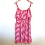 American Rag Laguna dress 1X coral striped ruffle shift spaghetti strap NEW Photo 2
