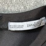 ZARA Faux Suede Black Top Exposed Back Zipper Women's Small Short Sleeve Photo 1