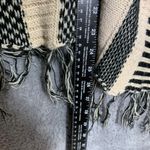 Hot & Delicious Women’s Kimono Cardigan Black White Striped Fringe Open Front Sw Photo 6