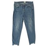 Nicole Miller (12) Soho High Rise Ankle Skinny Jeans Mid Wash Distressed Raw Hem Photo 6