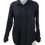 Little Moon Women's Black Gauze Long Sleeve Collar Button Down Shirt Top Size XS Photo 0