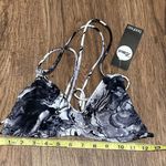 Boohoo NWT Beach Strappy Antiqua Marble Print Triangle Bikini Top Black White 8 Photo 13