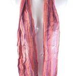 Womens Scarf Wrap Fringe Sheer Striped Pink Purple Orange Rectangle 69x11 Photo 0