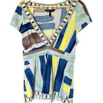 BCBGMAXAZRIA  Women's V-Neck Empire Waist Blouse Multicolor Size L Y2K Photo 0