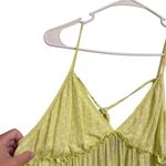 Wild Fable Women Size XL Neon Yellow Ditsy Floral Tiered Ruffle Tie Swing Dress Photo 2