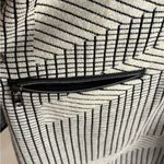 Nic+Zoe  Black and Cream Printed Faux Leather Trim Zip Front Dress Size Medium Photo 2