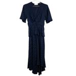 ALC Frank A.L.C. Avi Navy Blue Striped Silk Peplum Midi Dress Size 0 Photo 2