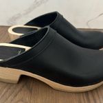 No.6 Old School Clog Mule on Mid Heel Wood Sole in Black Leather Size 39 Photo 7