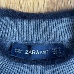 ZARA Gray Short Sleeve Mock Neck Knit Top w/ Black Trim, Sz XS/S Photo 2