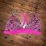 Athleta pink paisley halter neck M tie barbiecore bikini top Photo 1