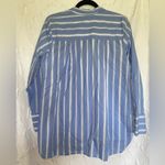 J.Jill Blue Striped Women's Oversized Collared Tunic Button Top Medium Cotton Photo 4