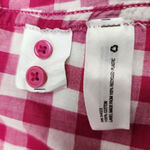 Gap  Gingham Button-Up Shirt Cotton Hot Pink and White Checkered Top Blouse XL Photo 7