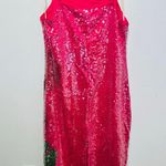 Farm Rio NWT  Pink Tropical Leafs Anthurium Floral Sequined Maxi Slip Dress L Photo 4