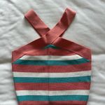 Aritzia  Babaton Sculpt Knit Criss Cross Cropped Tank Turquoise Blue and Grapefruit Coral Photo 1