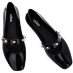 Melissa Aura III Black Studded Studs Shiny Edgy Jelly Ballet Ballerina Flats 6 Photo 0