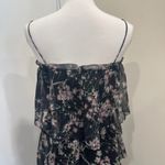 None VTG 60-70s Black Chiffon Tiered Midi Dress Pink Floral Coquette Fairy Cottage XS Photo 6