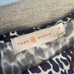 Tory Burch Medium Blue Brown Leopard Cheetah 3/4 Sleeve Midi Dress Stretch Photo 1