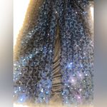 Lilli Diamond Original 60s 70s TRUE VINTAGE Blue Maxi Sequin Dress Long Sleeve L Size L Photo 9